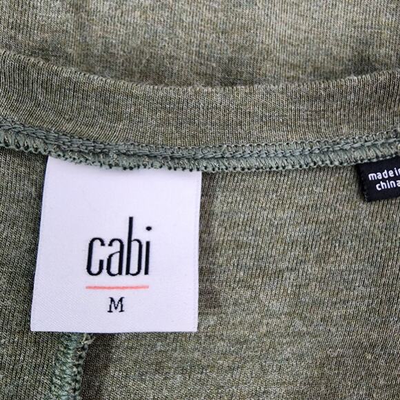 CABI Womens Reveal Tee Army Green Twisted Knot Hem M Long Sleeves Soft Knit 3623 - Picture 7 of 9